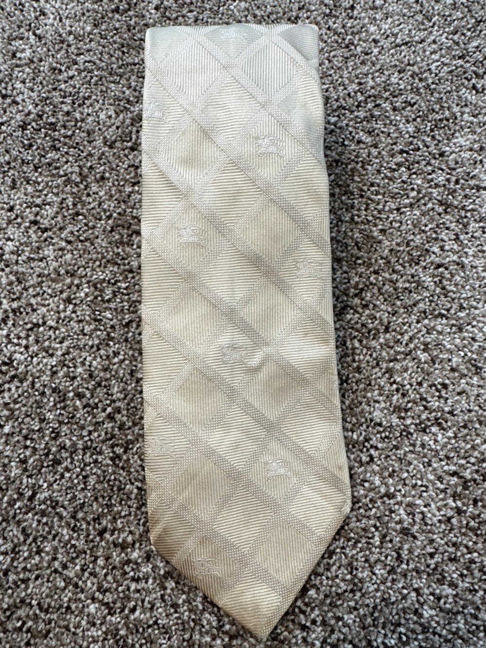 Burberry Beige Silk Check-Textured Men’s Tie